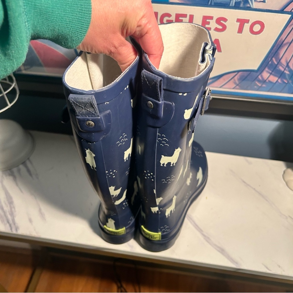 Western Chief No Probllama Blue Lama Mid-Calf Rain Boots - Picture 8 of 14